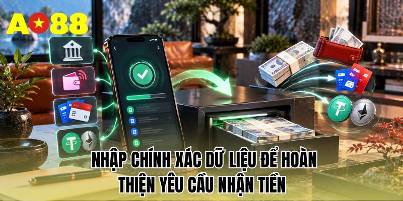 Nhập chính xác dữ liệu để hoàn thiện yêu cầu nhận tiền